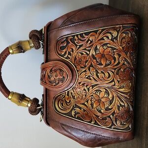 Tool Detailed Brown Handbag